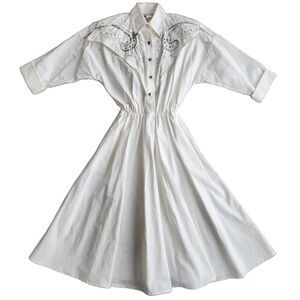 Vtg Lilia Smitty Dress Women 3 Western Embroidered Cowgirl Prarie‎ Retro Country